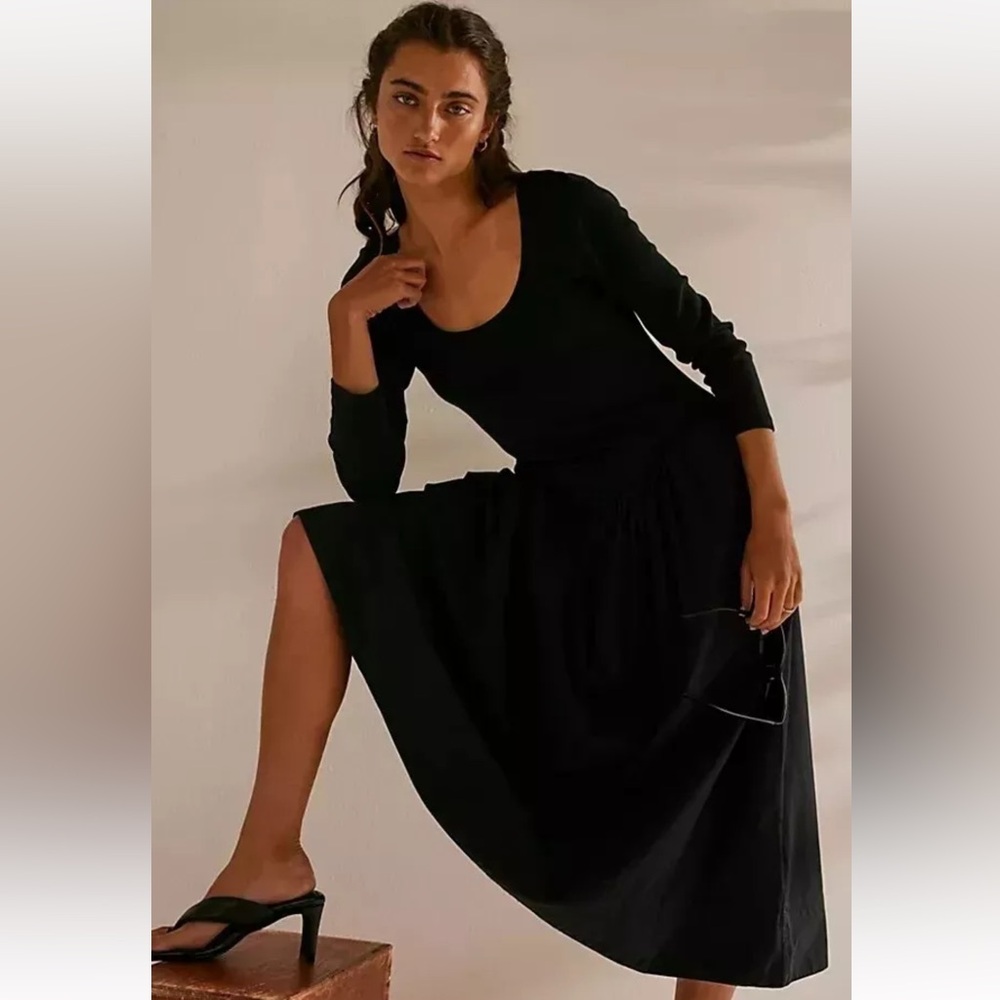 Free People Black Midi Dress